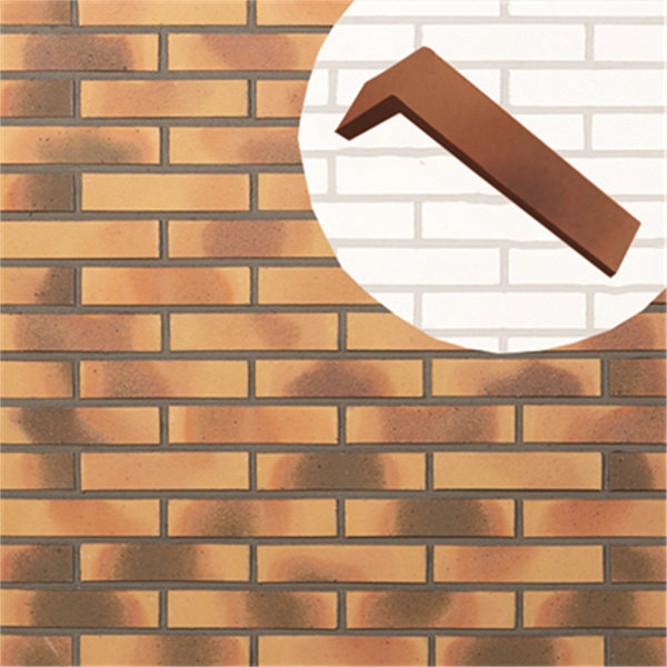 Plaquette d'angle de parement mural en terre cuite lisse Terreal PL12 Jasmin - 22 CM x 10,5 CM x 14 / 50 MM