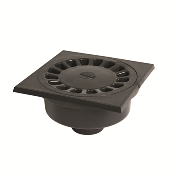 Siphon de cour carré 15 x 15 cm avec emboîture extérieure verticale - USC504 Nicoll - PVC Gris anthracite