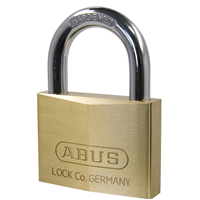Cadenas à clé Abus 60/40 en laiton massif avec anse en acier cémenté - 2 clés fournies - 38,5 x 65,5 mm