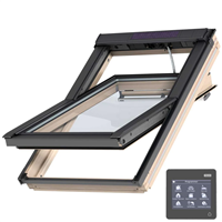 Fenêtre de toit motorisée solaire Velux GGL Integra Solar tout confort SK06 ClearFinish bois - 114,0 CM x 118,0 CM