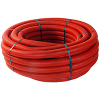 Gaine TPC annelée rouge D40 couronne de 25 mètres