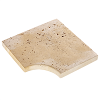 Margelle d'angle en béton imitation travertin pour abords de piscine - Jouques - 45,0 CM x 45,0 CM - ép.35,00 MM - teinte Aquitaine