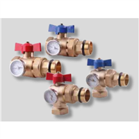 Paire de vannes à sphère droites porte-thermomètres pour Plancher Chauffant