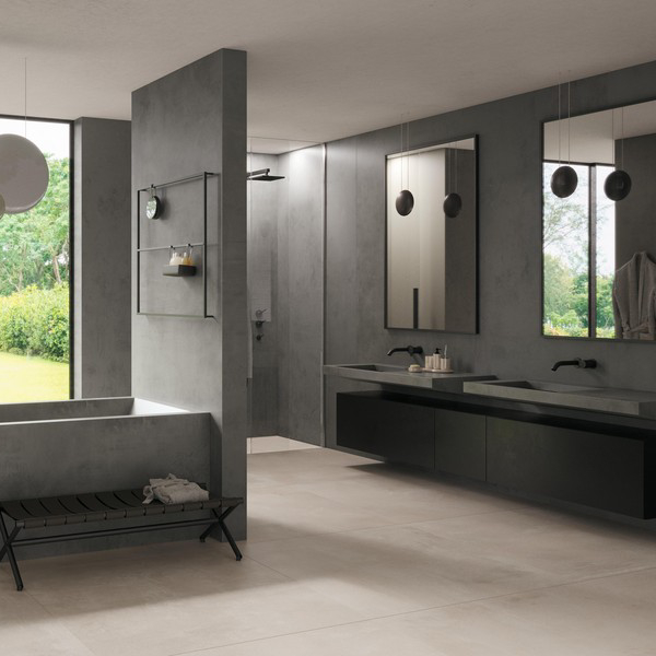 Carrelage grès cérame White effet béton - Sol et mur intérieur - Boost - 80 x 80 cm - ép.  9 mm