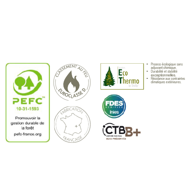 Bardage bois extérieur Pin du Nord traité Classe 3 - New Age EcoThermo - Profil Linéa - Gris irisé - 125 MM x 20,00 MM - 4,80 M