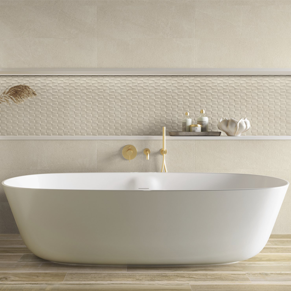 Faïence murale effet pierre Burlington Eden - 30,0 CM x 90,0 CM - ép. 10,90 MM - Ivory