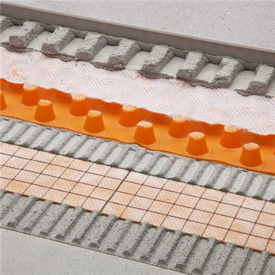 Natte de désolidarisation de drainage et d'étanchéité sous carrelage extérieur - DITRA DRAIN 8 - plots de 8 mm - Rouleau 1 m x 12,5 ml