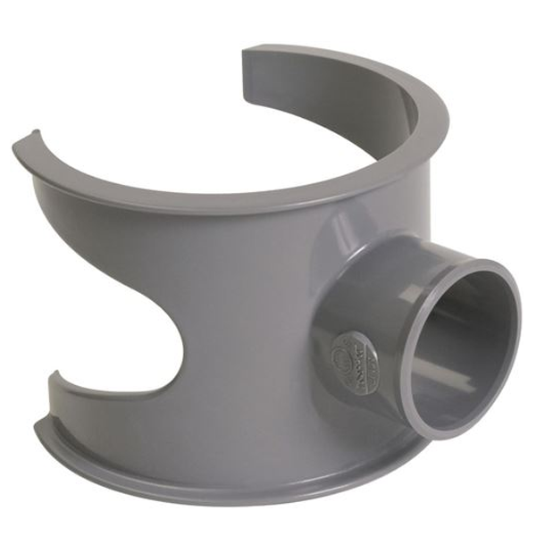 Selle à 90° Nicoll SL103 pour extension du réseau d'eaux usées et vannes - PVC gris - diamètre 100 et 32 mm