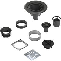 Kit siphon vertical Wedi Fundo pour receveur de douche avec écoulement en un point - grille carrée DN50