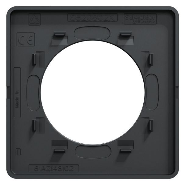 Plaque de finition simple Schneider Odace Touch pour 1 poste encastré - alu brossé liseré anthracite