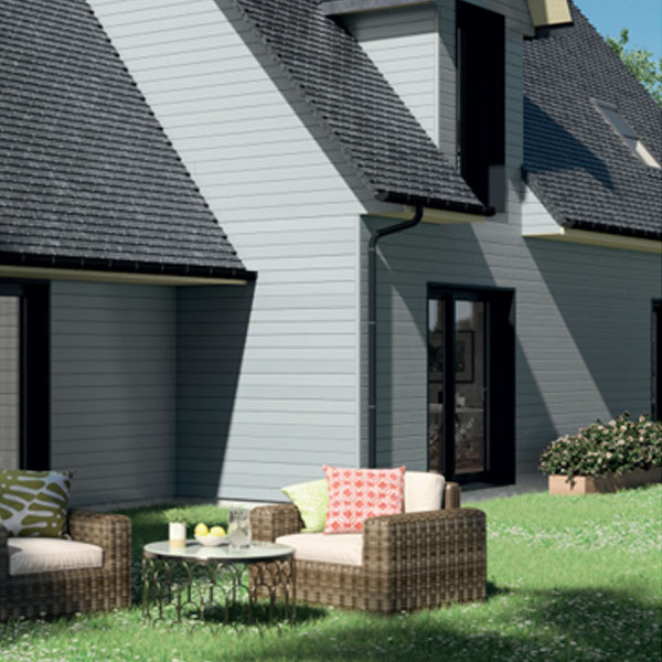 Bardage peint et saturé en sapin du Nord - profil Inca - Graphite - 20 mm x 125 mm x 4.46 m