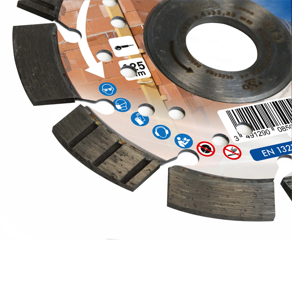Disque diamant expert pour découpe matériaux durs Ø 125 mm - Obra - 10 segments - Alésage 22,23 mm