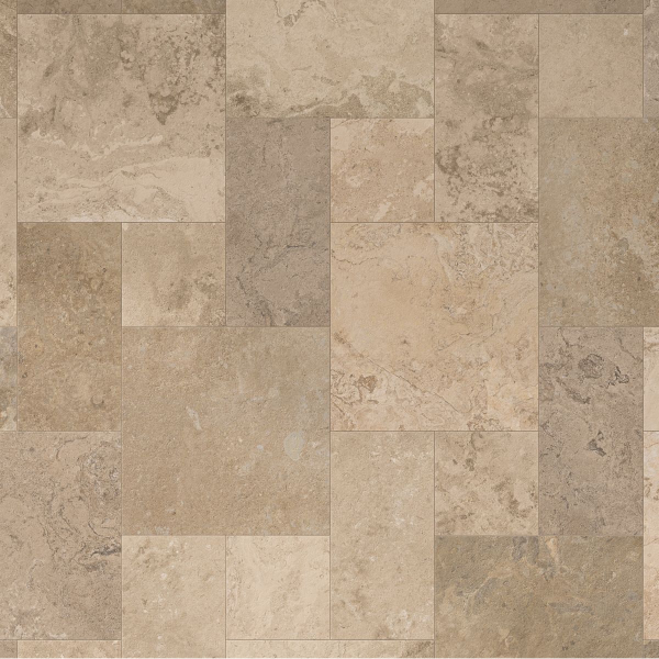 Carrelage imitation travertin en grès cérame - Composition modulaire - Solithe Naturel - ép. 9 mm