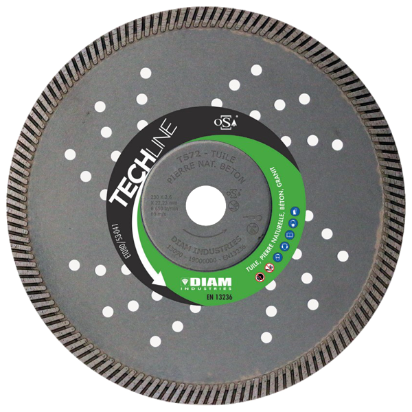Disque diamant spécial toitures et tuiles Ø230mm x 22,23 mm - TS72230 Diam Industries