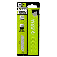 Lame biseautée sécable pour cutter - Edia - Largeur 25 MM - Lot de 10 avec étui distributeur