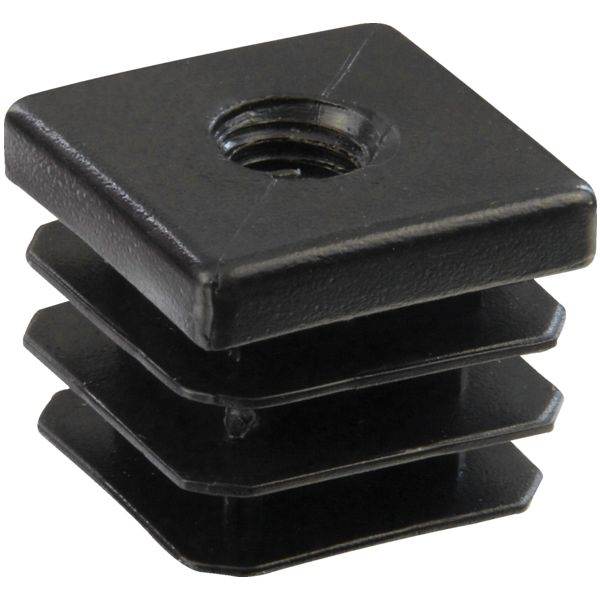 Douille carrée polyéthylène noir Taraudée M10 diamètre extérieur 20x20 mm - lot de 25