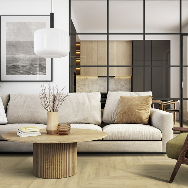 Lame vinyle clipsable imitation bois pose en chevron - Virtuo 55 Rigid Acoustic - 75,0 CM x 12,5 CM - ép.6,00 MM - Sunny Nature