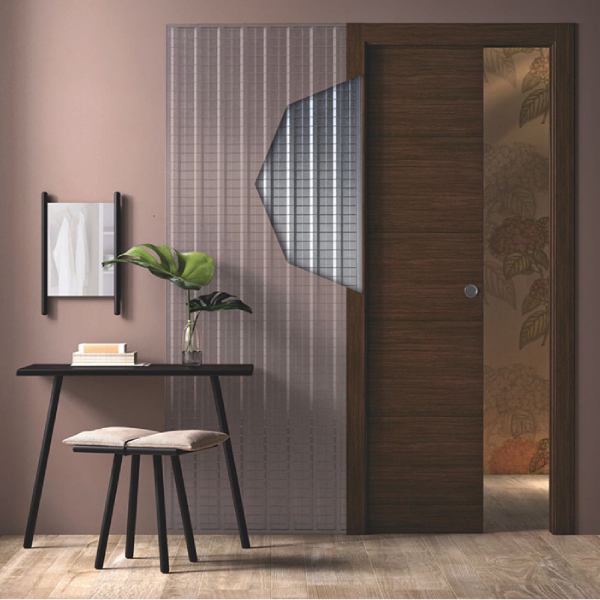 Système à galandage pour porte coulissante simple vantail - caisson à enduire - Scrignotech - porte de 204 cm x 83 cm - cloison finie 90 mm