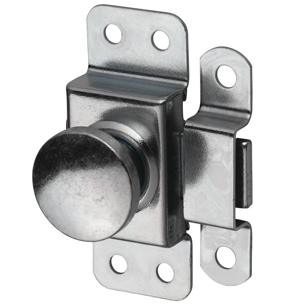 Verrou targette à pêne plat et bouton tournant - acier nickelé - DRC Abus - largeur 20 mm