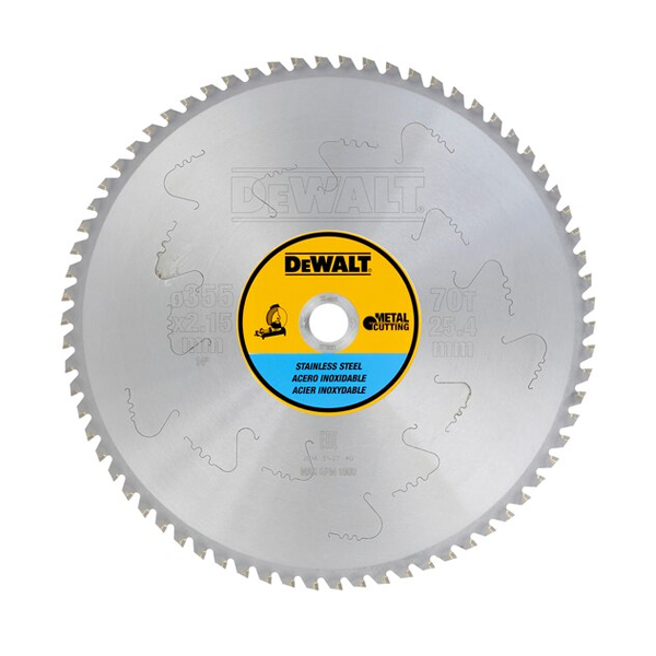 Lame de scie circulaire stationnaire 355x25.4mm 70 dents MTCG/acier inoxydable - Dewalt