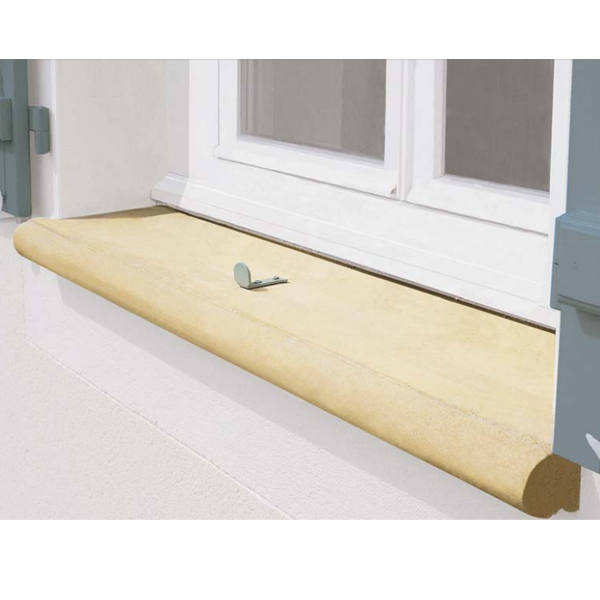 Appui de fenêtre arrondi en pierre reconstituée Monopierre - sable - profondeur 35 CM - longueur 1,08 M
