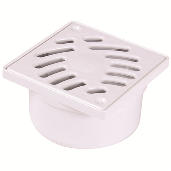 Siphonette d'évacuation de plain-pied Ø 40/50 mm avec grille Inox carrée 100 x 100 mm