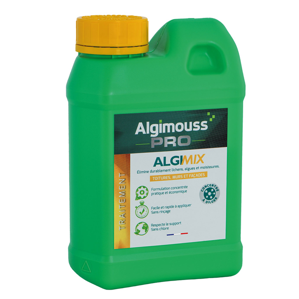Traitement fongicide toitures murs façades - Algimix - concentré à diluer - bidon de 2,5 litres