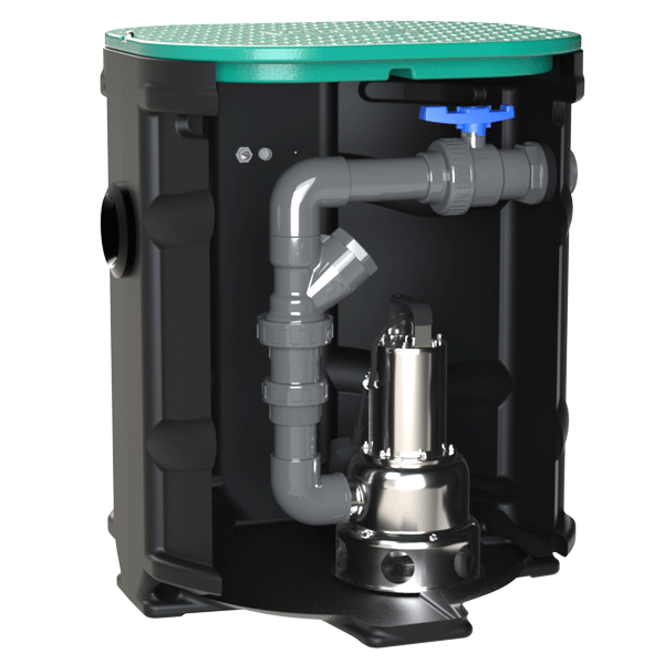 Station de relevage pour eaux chargées avec pompe 358 - kit de connexion rapide - Sanirel 250 - Cuve 250L - Hauteur 80 cm