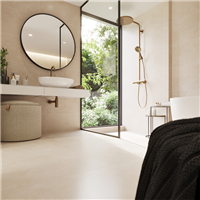 Carrelage intérieur effet béton ciré en grès cérame émaillé - Betonico - 80,0 cm x 80,0 cm - ép. 10,00 mm - Beige clair