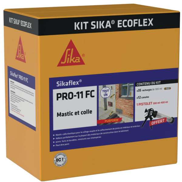 Mastic colle Sikaflex PRO-11 FC Purform Blanc Kit EcoFlex 35 recharges avec pistolet