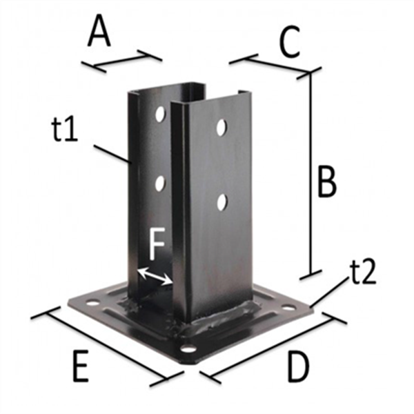 Pied de poteau carré ouvert Simpson PPJNC90PB pour poteau de 90 x 90 mm - noir - prêt à fixer