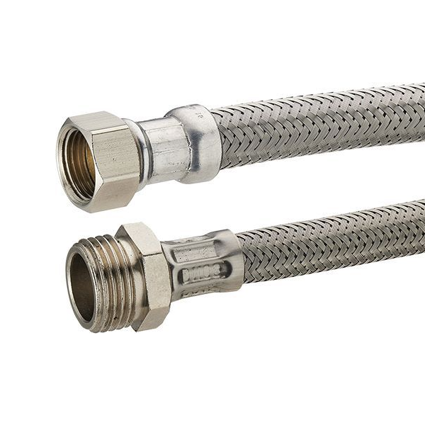 Flexible alimentation Mâle - Femelle à visser - MF 12 x 17 - Longueur 800 mm - Inox tressé