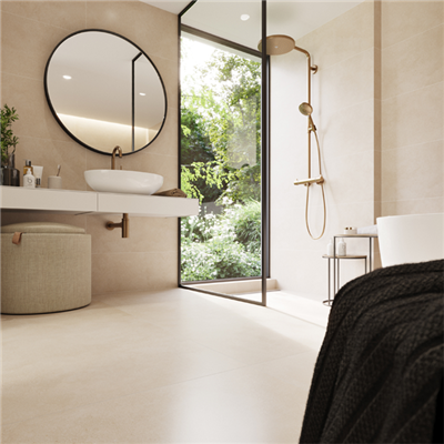 Carrelage intérieur effet béton ciré en grès cérame émaillé - Betonico - 60,0 CM x 60,0 CM - ép. 10,00 MM - Beige clair