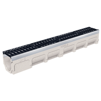 Caniveau en béton polymère MEADRAIN SV 1000 avec feuillures acier galvanisé et grille fonte D400 - Largeur 100,0 mm - Longueur 1 m