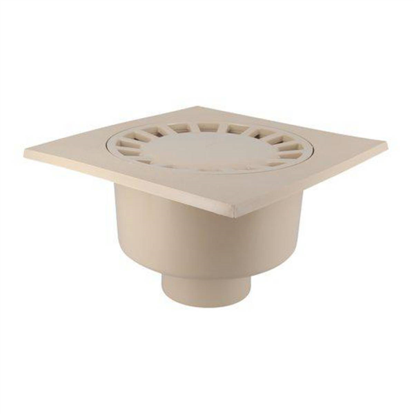 Siphon carré de recueillement eau ruissellement Ø 110 - USC1110S Nicoll - Emboîture verticale - PVC Sable