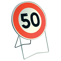 Panneau indication temporaire "50 km/h" B14 classe T1 dimensions 850 mm