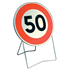 Panneau indication temporaire "50 km/h" B14 classe T1 dimensions 850 mm