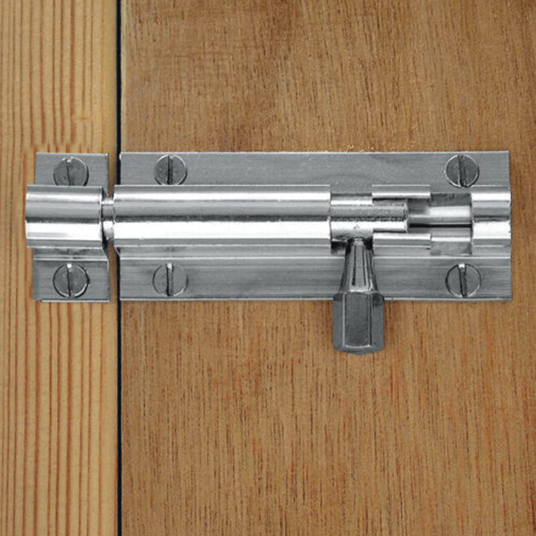 Verrou targette à pêne rond en laiton massif finition chromé - Abus - largeur 75 mm