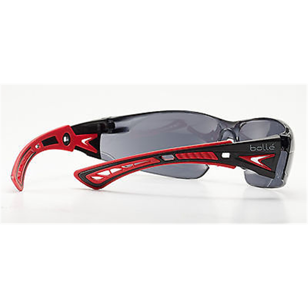 Lunette de sécurité RUSH+ Bollé fumée traitement Platinum Rouge Noir