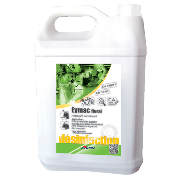 Nettoyant et désinfectant pour sols - Eymac - parfum floral - bidon de 5 litres