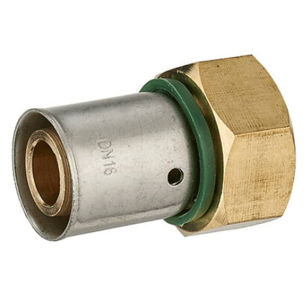 Raccord PER droit à sertir - Écrou tournant - Diamètre 12 mm - F 1/2" - Laiton