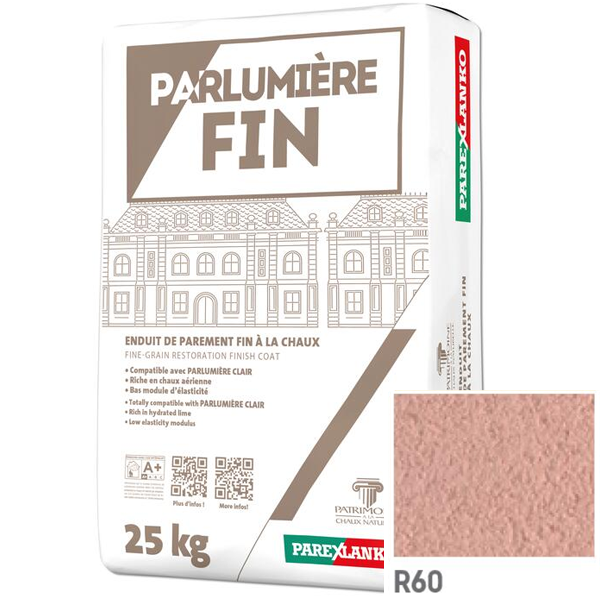Enduit de parement à la chaux à grain fin Parexlanko Parlumière - Teinte R60 - Sac de 25 KG