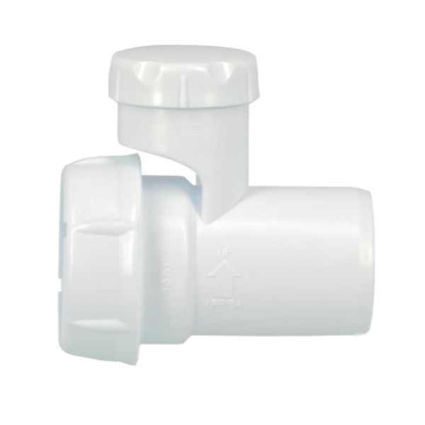 Soupape anti vide Nicoll pour siphon d'évier - Diamètre 40 mm - À visser - Polypropylène blanc