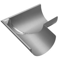 Équerre soudée d'angle extérieur en zinc Rheinzink pour gouttière demi-ronde de 250 MM - boudin Ø 14 MM
