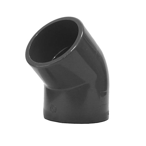 Coude à 45° pour fluide sous pression - raccord femelle-femelle en PVC-U à coller - diamètre 50 mm