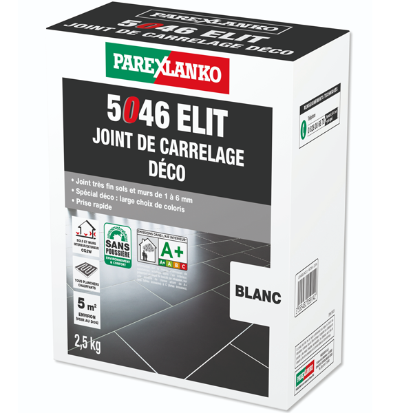 Joint de carrelage déco - 5046 Elit - sol et mur joints de 1 à 6 mm - Blanc Sac de 2,5 KG