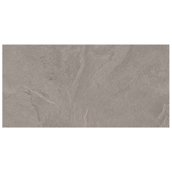 Carrelage extérieur antidérapant effet pierre ardoisée en grès cérame émaillé - Aura Grip - 37,5 x 75,5 cm - Ash