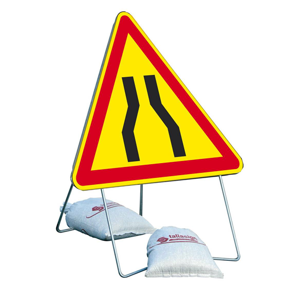 Panneau indication temporaire - Danger Chaussée rétrécie - AK3 Classe T1 - milieux urbains