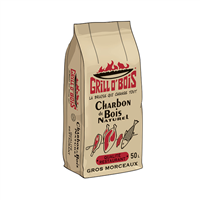 Charbon de bois naturel - qualité restaurant - Grill O'Bois - sac de 50 L