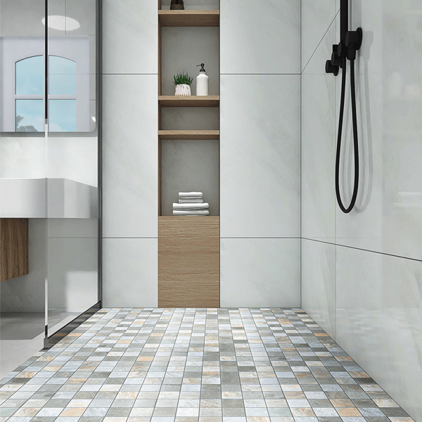 Carrelage mosaïque céramique antidérapante - 5 x 5 cm - Bali - plaque de 30,6 x 30,6 cm - Marron